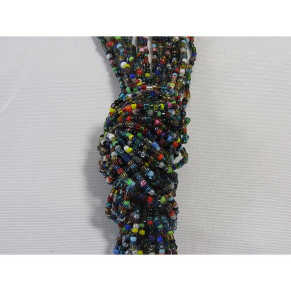 VTG Necklace Multi Color Seed Bead 26" Boho Cottagecore Whimsical Grandma Knot - Picture 5 of 7